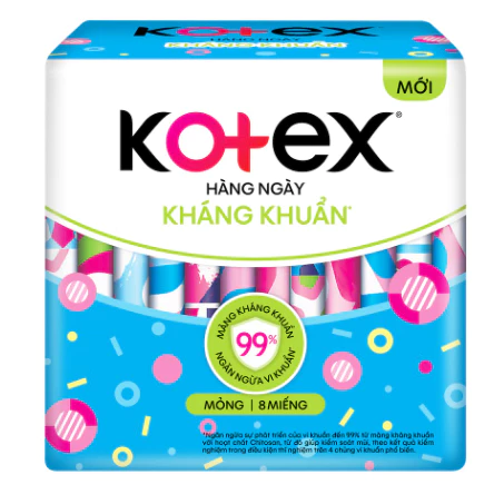 Băng Vệ Sinh Kotex Hằng Ngày Kháng Khuẩn Mỏng (8 miếng)